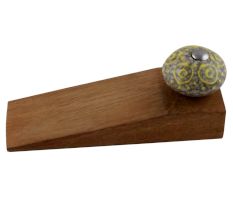 2 Pieces Mixed Circular Crackle Ceramic Wooden Door Stopper